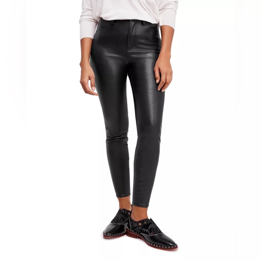 Free People Long & Lean Faux-Leather Pants Size 27